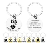 Personalised Emotional Support Animal (ESA) and Service Dog Cat ID Tags Customised Info Engraved Stainless Steel Tag Rings for Therapy Pets Do Not Pet 3x3cm (ESA)