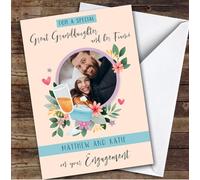 Personalised Engagement Card For Great Granddaughter And Her Fiance Photo Ring | Personalized Custom Unique Greetings Card For Engagement Any Text Inside & Out