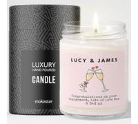 Personalised Engagement Gift - Luxury Soy Wax Candle - Vanilla, Jasmine, Sugared Almond - Makester