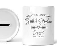 Personalised Engagement Gift Wedding Day Fund Savings Jar Piggy Bank Engaged To Be Married Gifts Money Box For Couples Custom Names Memorable Ceramic Keepsake
