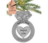 Personalised Engagement Ornament 2025 - Fast & Free 24h Customisation - Engaged Christmas Ornaments for Tree - Custom Gift Wrapped Diamond Ring Keepsake for Newly-Engaged