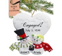 Personalised Engagement Ornament 2025 - Fast & Free 24h Customisation - Engaged Christmas Ornaments for Tree - Custom Gift Wrapped Snow Couple Love Keepsake for Newly-Engaged
