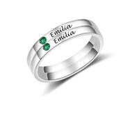 Personalised Engagement Rings for Women Girls Custom 1 Birthstone Engraved Name Ring Promise Wedding Ring Birthday Size S