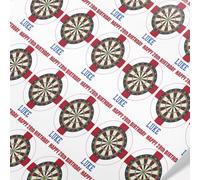 Personalised England Dartboard wrapping paper | Dartboard gift wrap | 61cm width wrapping paper rolls | Personalised sports wrapping paper | Birthday present idea | Darts wrapping paper (White, 6m)
