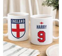 Personalised England Football Mug, Custom Name & Number, 11oz | Ceramic, England Fan Gift, FIFA World Cup 2026, Euros, Birthday & Christmas