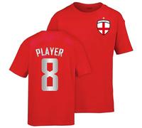 Personalised England Football T-Shirt: Kids England T-Shirt, Custom Top for Fans - England Top Red