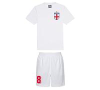 Personalised England Style Kit Arctic White Football Shirt, Arctic White Shorts, for Girls and Boys Best Birthday Gift for Children Kids Playwear (3-4 Years)