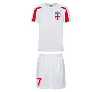 Personalised England Style Kit White Football Shirt, White Shorts, for Girls and Boys Best Birthday Gift for Children Kids Playwear (12/13 Years)