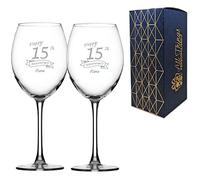Personalised Engraved 15th Anniversary Glass Set of Two, Enoteca Red Wine 19oz Glass, Engraved in The UK, Personalise with Any Name, Thoughtful Customised Gift