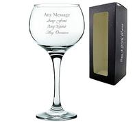 Personalised Engraved 19.75oz Ambassador Gin Balloon Glass with Gift Box, Personalise with Any Message for Any Occasion
