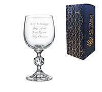 Personalised Engraved 190ml Claudia Crystalite Wine Glass Goblet - Comes with Gift Box, Great for Birthday Christmas Wedding - Add Any Name or Message.
