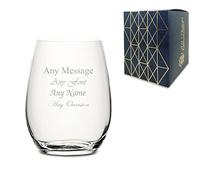 Personalised Engraved 20oz Stemless Red Wine Glass, Gift Boxed, Personalise with Any Message for Any Occasion