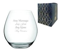 Personalised Engraved 24.5oz Large Stemless Wine Glass, Gift Boxed, Personalise with Any Message for Any Occasion