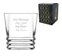 Personalised Engraved 315ml Elegan Ridged Whisky Glass, Personalise with Any Message for Any Occasion, Stylize with a Variety of Fonts, Gift Box Included, Laser Engraved
