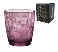 Personalised Engraved 390ml Purple Diamond Whisky Glass, Gift Boxed, Perfect for Any Whisky Lover