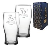 Personalised Engraved 45th Anniversary Glass Set of Two, Tulip Pint 20oz Glass, Engraved in The UK, Personalise with Any Name, Thoughtful Customised Gift
