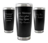 Personalised Engraved 500ml Black Travel Cup, Personalise with Any Message