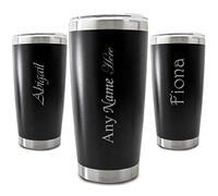 Personalised Engraved 500ml Black Travel Cup, Personalise with Any Name