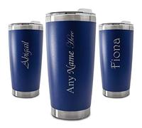 Personalised Engraved 500ml Dark Blue Travel Cup, Personalise with Any Name