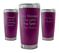 Personalised Engraved 500ml Dark Purple Travel Cup, Personalise with Any Message