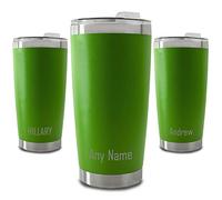 Personalised Engraved 500ml Green Travel Cup with Name at The Bottom, Personalise with Any Name