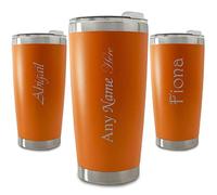 Personalised Engraved 500ml Orange Travel Cup, Personalise with Any Name
