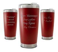 Personalised Engraved 500ml Red Travel Cup, Personalise with Any Message