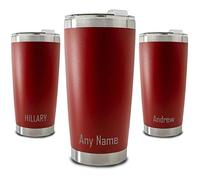 Personalised Engraved 500ml Red Travel Cup with Name at The Bottom, Personalise with Any Name