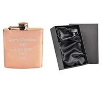 Personalised Engraved 6oz Hip Flask Gift Set | Complete with Luxury Gift Box & Funnel | Perfect for Christmas, Birthday, Fathers Day, Wedding Present etc (Rose Gold)