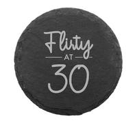 Personalised Engraved ‘Age’ Slate Coaster | Birthday Gift for Daughter Sister | Present For Mum Auntie | Drinkware For Special Occasions | Milestone Ages 18, 21, 30, 40, 50 (Flirty At 30)