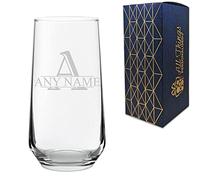 Personalised Engraved Allegra 16.5oz Hiball Glass with Initial and Name Design, Personalise with Any Name and Initial for Any Occasion, Gift Box Included, Laser Engraved