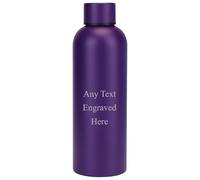 Personalised Engraved Any Message Double Wall Insulated Water Bottle 500ml 17.5oz Hot Cold 5 Colours Available (Purple)