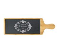 Personalised Engraved Bamboo and Slate Slate Cheeseboard with Mr and Mrs Design, Personalise with Any Name and Year, Perfect for Weddings and Anniversaries