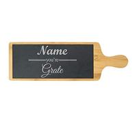 Personalised Engraved Bamboo and Slate Slate Cheeseboard with Name You're Grate Design, Personalise with Any Name, Perfect for Any Cheese Lover for Any Occasion