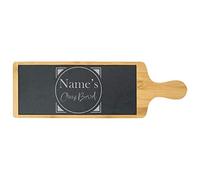 Personalised Engraved Bamboo and Slate Slate Cheeseboard with Name's Cheeseboard with Circle Design, Personalise with Any Name, Perfect for Any Cheese Lover for Any Occasion