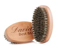 Personalised Engraved Beard Brush for Men, Pure Boar Bristles Pocket Beard Brush, Handle Made in Solid Wood with Firm Bristles to Tame and Soften Your Beard Hair for Healthier and Softer Beard