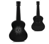 Personalised Engraved Black 5oz Guitar Hip Flask with Sunburst Design, Personalise with Any Initials