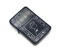 Personalised Engraved Black Painted Lighter, with Rose & Hearts Pattern. Add Any Initials. Comes with a Soft Lined Metal Tin Gift Box for Presentation.