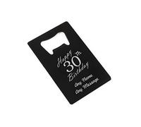 Personalised Engraved Black Stainless Steel Card Bottle Opener, Happy 30th Birthday Design, Pocket Wallet Portable Bottle Opener, Birthday Gift, Gift for Him, Home Bar Accessories, Engraved in The UK