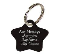 Personalised Engraved Black Star Keyring, The Gift for Anyone, Great for Any Occasion