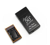 Personalised Engraved Black Torch Gas Jet Lighter, Comes with Presentation Box, Happy 50th Birthday Design, Gift for Him, Father, Birthday Gift, Engraved in The UK