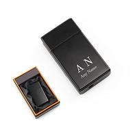 Personalised Engraved Black Torch Gas Jet Lighter, Comes with Presentation Box, Initials Design, Gift for Him, Grandad, Fathers Day Gift, Engraved in The UK