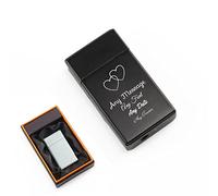 Personalised Engraved Black Torch Gas Jet Lighter, Comes with Presentation Box, Overlapping Hearts Design, Gift for Him, Grandad, Fathers Day Gift, Engraved in The UK