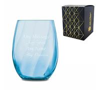 Personalised Engraved Blue Arpege Tumbler Cocktail Glass, Gift Boxed, Personalise with Any Message for Any Occasion