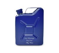 Personalised Engraved Blue Jerry Can Hip Flask, Personalise with Any Message for Any Occasion