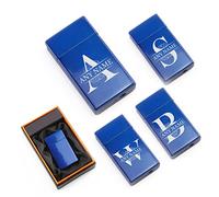 Personalised Engraved Blue Torch Gas Jet Lighter, Comes with Presentation Box, Any Letter Design, Gift for Him, Grandad, Fathers Day Gift, Engraved in The UK