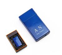 Personalised Engraved Blue Torch Gas Jet Lighter, Comes with Presentation Box, Initials Design, Gift for Him, Grandad, Fathers Day Gift, Engraved in The UK