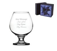 Personalised Engraved Brandy Cognac Glass with Premium Satin Lined Gift Box, Personalise with Any Message