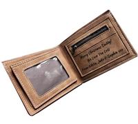 Personalised Engraved Brown Men's Leather PU Wallet ID Credit Card Holder