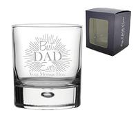 Personalised Engraved Bubble Whisky Glass, Best Dad Ever Design, Personalise with Any Message, Perfect for Any Father